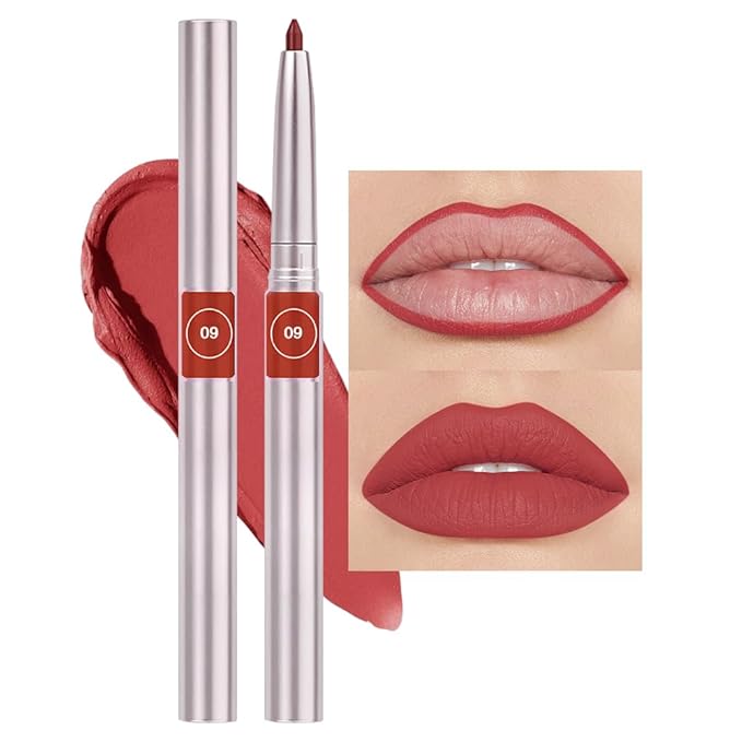 Retractable Lipliner Pencil Waterproof Makeup for Lip Liner and Eye Liner, Smooth and Creamy, Long Lasting Matte Finish, Vegan Beauty, Matte Velvet Pigmented Lip Liner (09#Orange Red, 1)