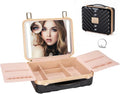 Makeup Case with LED Lighted Mirror, 11.5''x 8.7'' Portable Travel Makeup Organizer, Toiletry Storage Makeup Bag Gift for Lady, DIY Dividers Makeup Box with 5X Magnifying Mirror (Black)