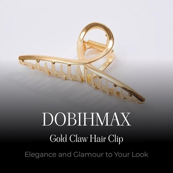 2 Pack Large Metal Hair Claw Clips with Pearls 4.3 Inch - Gold Hair Accessories for Women's Thick Hair Styling, Strong Hold, and Fashion