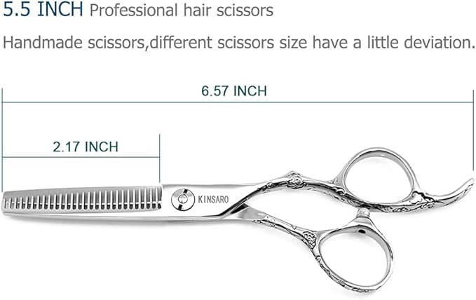 Hair Thinning Shears 5.5 Inch Thinning Scissors for Women Professional Barber Hair Thinning Scissors Barber Shears 28 Teeth Rose handle KINSARO for Hairdresser Barbershop or Home Use