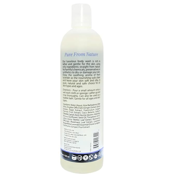 Plantlife Lavender Body Wash - GMO and Gluten Free Gentle and Moisturizing Body Wash That Contains Only Ingredients Straight from Nature - Manufactured in the USA 14 oz