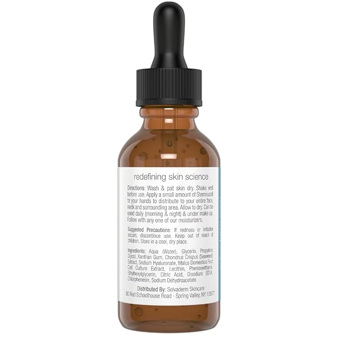 Solvaderm Stemnucell Anti-Aging Facial Serum – Reduces Wrinkles, Fine Lines & Expression Lines – Plant Stem Cells, Peptides & Hyaluronic Acid – Firming, Hydrating Cream for All Skin Types