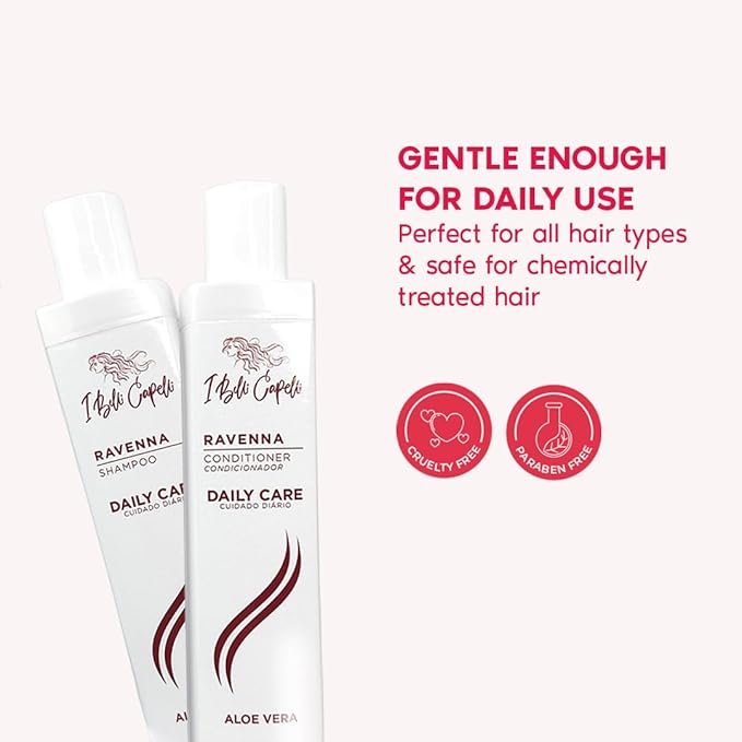 I Belli Capelli Ravenna Aloe Vera Shampoo, Conditioner, Hair Mask & Repair Oil Set – Deep Moisture, Breakage Reduction for Dry, Damaged & All Hair Types - Sulfate & Paraben-Free (4-Pack)
