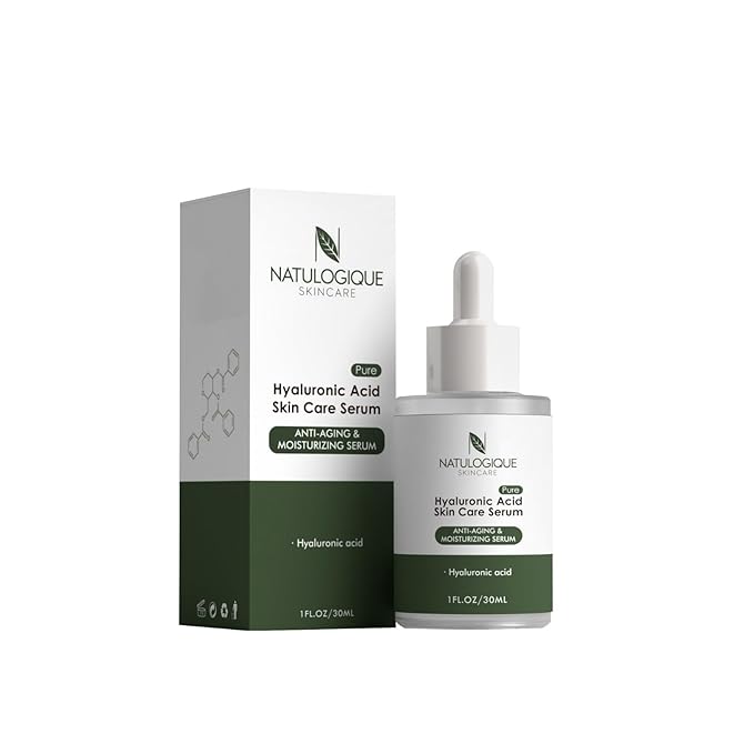 Hyaluronic Acid Serum for Face and Skin, Organic Anti-Aging Face Moisturizer for Fine Lines & Wrinkles – Vegan and Natural Skincare – 1oz (30ml) by Natulogique