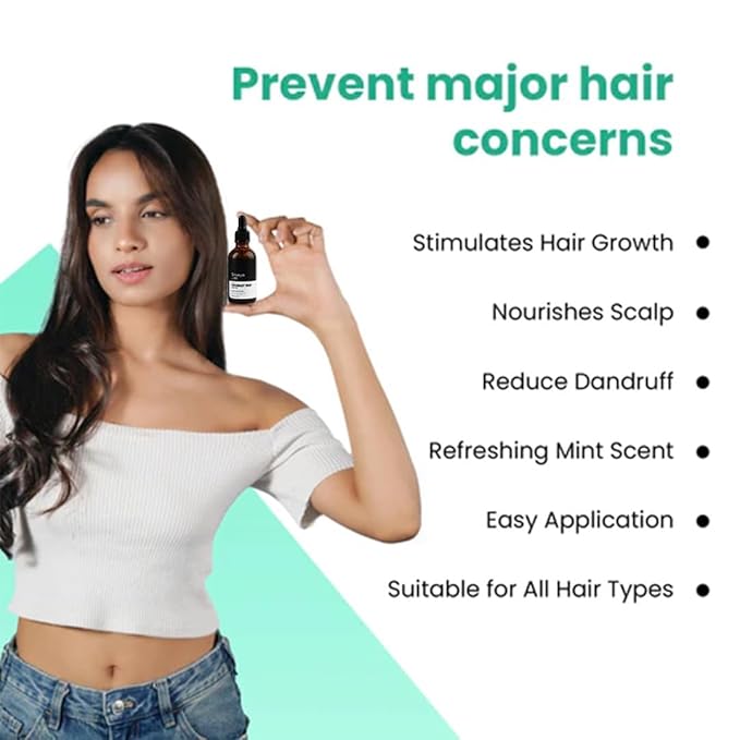Anveya Rosemary Mint Hair Oil | Hair Oils for Hair Growth & Dandruff Control | Rosemary Oil for Hair Growth & Hair Care | Smoothens Dry Scalp, Reduces Hair Fall & Split Ends | for Men & Women | 50ml