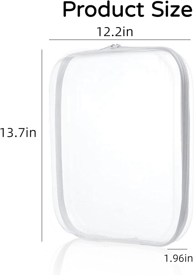 3PCS Clear Hard Plastic Zipper Case, Double Zippers Hard Pouch, Portable Travel Organizer Bin Clear Makeup Bag for Toy Storage, Snack Bag, Cosmetics, Pencil Case, Diaper Bag, Toiletry Bag