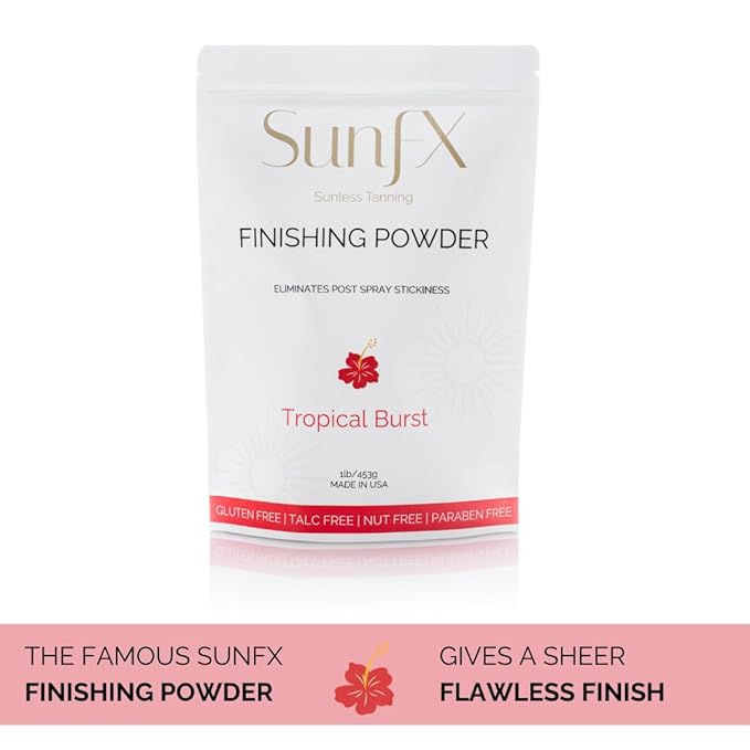 SunFX Post Spray Tan Translucent Finishing Powder | Talc Free | Sunless Tanning Setting Powder | Shimmer | Tropical Burst - 1lb