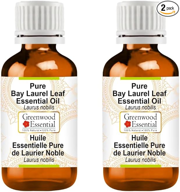 Greenwood Essential Pure Bay Laurel Leaf Essential Oil (Laurus nobilis) Steam Distilled (Pack of Two) 15ml X 2 (1 oz)