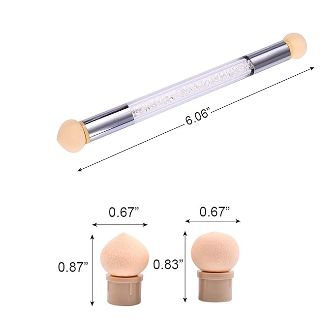 WOKOTO 3 Pcs Nail Ombre Brushes For Nail Art Brushes Set With 8 Addtional Nail Sponges Set Ombre Nail Brushes For Acrylic Application Gradient Gel Ombre Brushes Nails Nail Acrylic Brushes Set