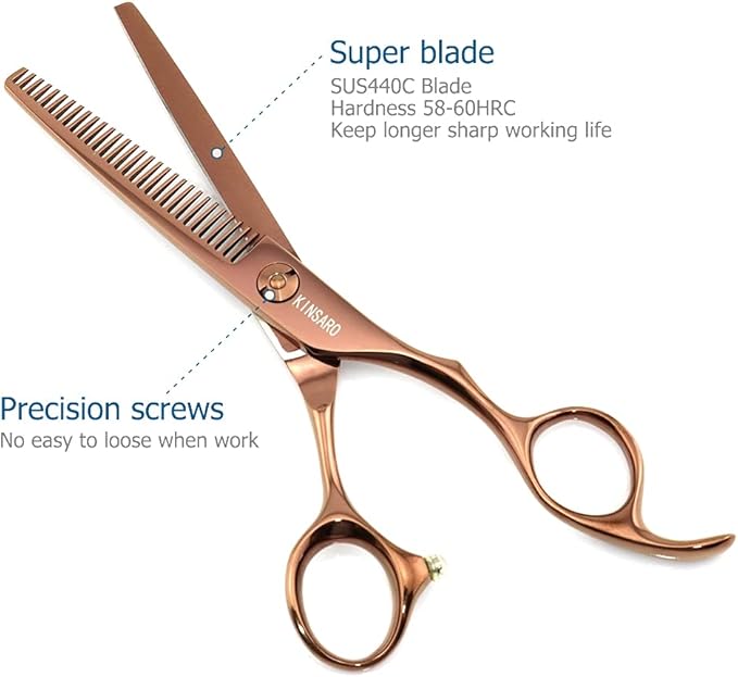 6 Inch Hair Thinning Scissors Hair Shears Professional Barber Scissors 440C Convex Edge KINSARO for Hairdresser Barbershop or Home Use