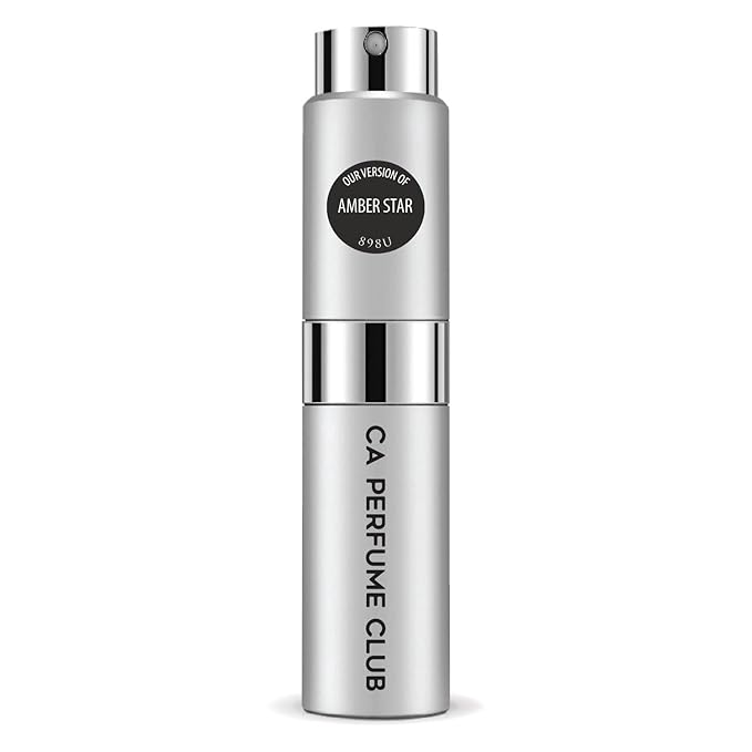 CA Perfume Impression of Amber Star for Women and Men Amber Woody Scent Long Lasting Unisex Fragrance Eau De Parfum Travel Size Refillable Atomizer Spray 0.27 Fl Oz 8ml