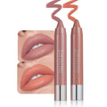 2Pcs Pinky Nude & Coral Hydrating Cream Lipsticks Lip Crayon for Women, Moisturing Lipstick Longwear Lip Liner Crayon Set for Ombre Shades, Matte Creamy Natural Nourishing Tinted Lips Balm Set