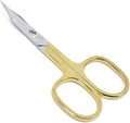 CS03 Professional Nail Cuticle Scissors, Hypoallergenic Gold Plated Sharp Curved Manicure Pedicure Grooming for Finger and Toe Nail Care. Made of Stainless Steel in Solingen, Germany
