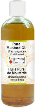 Greenwood Essential Mustard Oil (Brassica juncea) | Cold Pressed | Natural | Undiluted | For Diluting Essential Oils | For Skin & Massage | Men & Women | 200ml (6.76 oz)