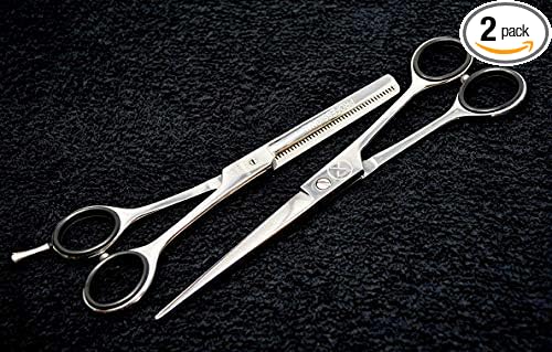PRO Hair Cutting Sharp Barber Scissors and Thinning Shears Light weight German Made Premium Steel With Finger Rest