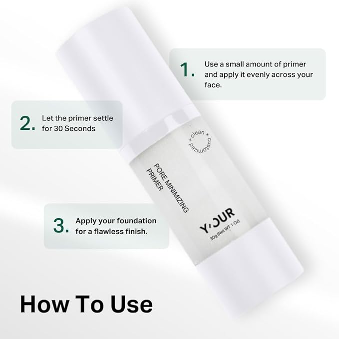 Y’OUR Pore Minimizer Velvet Veil Primer | Long-Lasting Wear & Oil Control | Blurs Pores & Brightens Skin for a Smooth, Flawless Photo Finish | 2-in-1 Protective Multi-Vitamin Moisturizer & Makeup Base