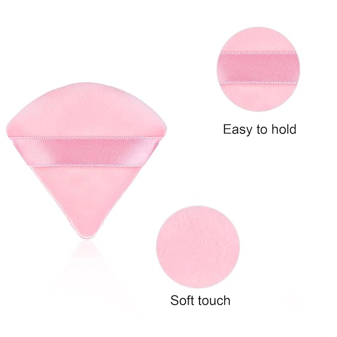 24 Pcs Triangle Powder Puff, Cotton Makeup Puff, Washable Face Powder Puff (24LP), Christmas Gifts Stocking Stuffers for Women Girls