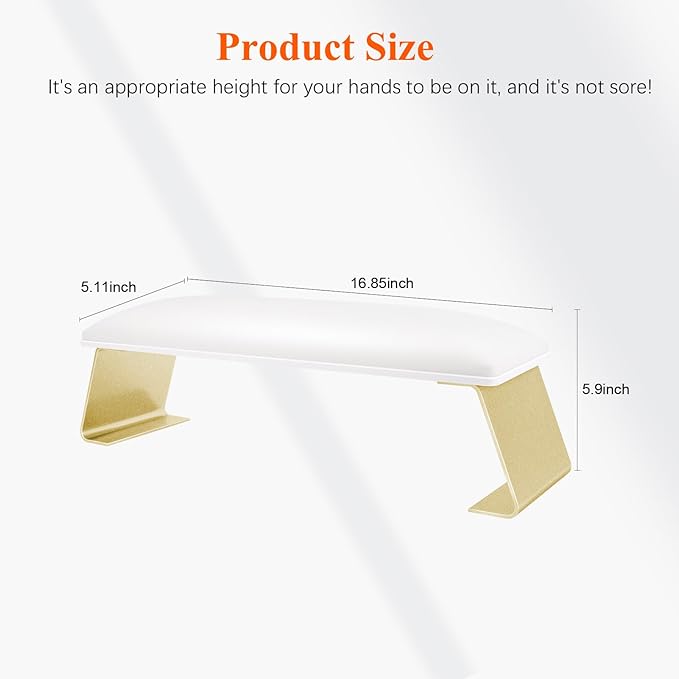 Erasable Arm Rest for Nails Tech, Luxury Nail Arm Rest White Manicure Hand Rest for Nails Tech with Non-Slip Aluminum Alloy Legs, Cleanable Technology Leather