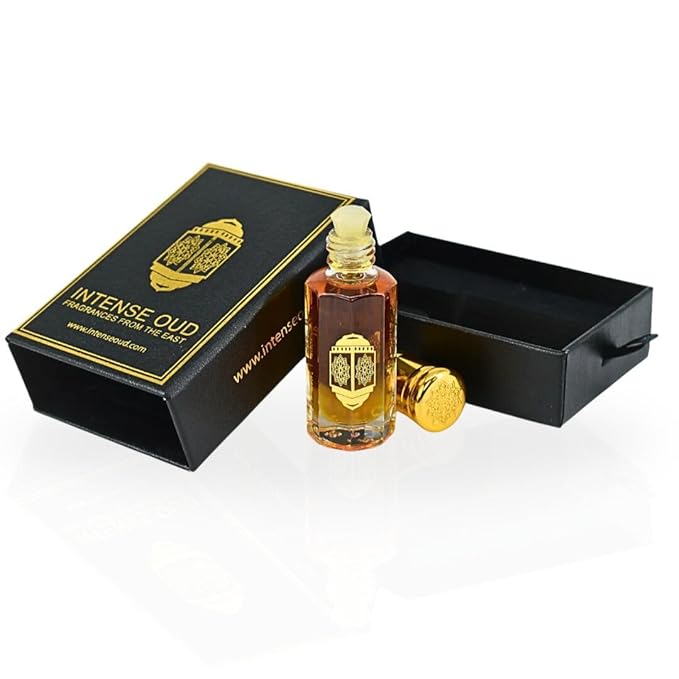 INTENSE OUD Dark Oud Ispahan Long Lasting Arabian Perfume Oils for Women 12ML (0.40 OZ) Bold Fragrance Oil With Rose, Saffron & Oud Notes – Premium Concentrated Perfume Oil in Black Gift Box