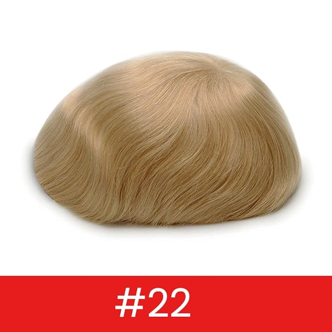 Lordhair Toupee for Men European human hair Full French Lace Hairpieces，Base Size 8x10 inch Hair Replacement System for Men Natural Hairline Human Hair Wig #22 Light Blond
