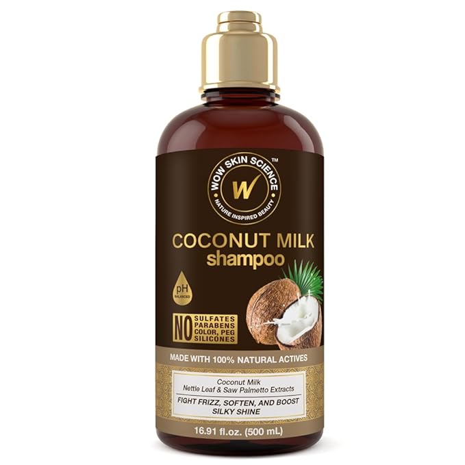 WOW Skin Science Coconut Oil Milk Shampoo - Hair Growth, Hydrating and Curl-Defining Formula for Curly, Wavy Hair for Men & Women - No Sulfates, No Parabens