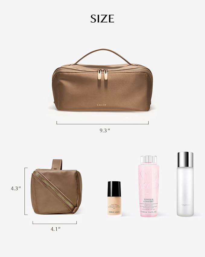 EACHY Travel Makeup Bag,Large Capacity Cosmetic Bags for Women,Waterproof Portable Pouch Open Flat Toiletry Bag Pattern Makeup Bag