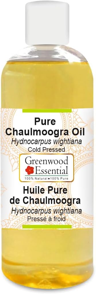 Greenwood Essential Pure Chaulmoogra Oil (Hydnocarpus wightiana) 100% Natural Therapeutic Grade Cold Pressed for Personal Care 200ml (6.76 oz)