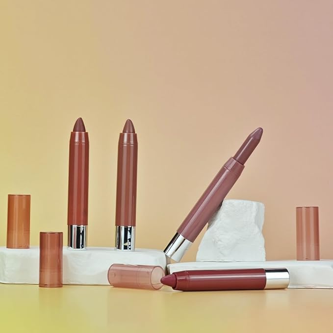 2Pcs Mauve & Plum Purple Hydrating Cream Lipsticks Lip Crayon for Women, Moisturing Lipstick Longwear Lip Liner Crayon Set for Ombre Shades, Matte Creamy Lips Stick Natural Nourishing Lips Balm Set, D