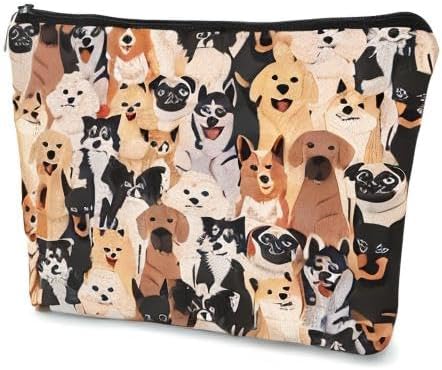 Cute Dogs Doodle Makeup Bag,Watercolor Puppy Dogs Cosmetic Bag Best Gift Idea for Dog Lovers Teen Girls Women,Birthday Christmas Valentine's Day Gifts for Dog Moms Teen Girls Daughter Sister