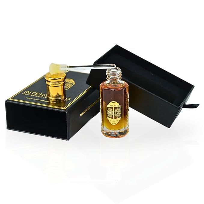 INTENSE OUD Dark Oud Ispahan Long Lasting Arabian Perfume Oils for Women 12ML (0.40 OZ) Bold Fragrance Oil With Rose, Saffron & Oud Notes – Premium Concentrated Perfume Oil in Black Gift Box
