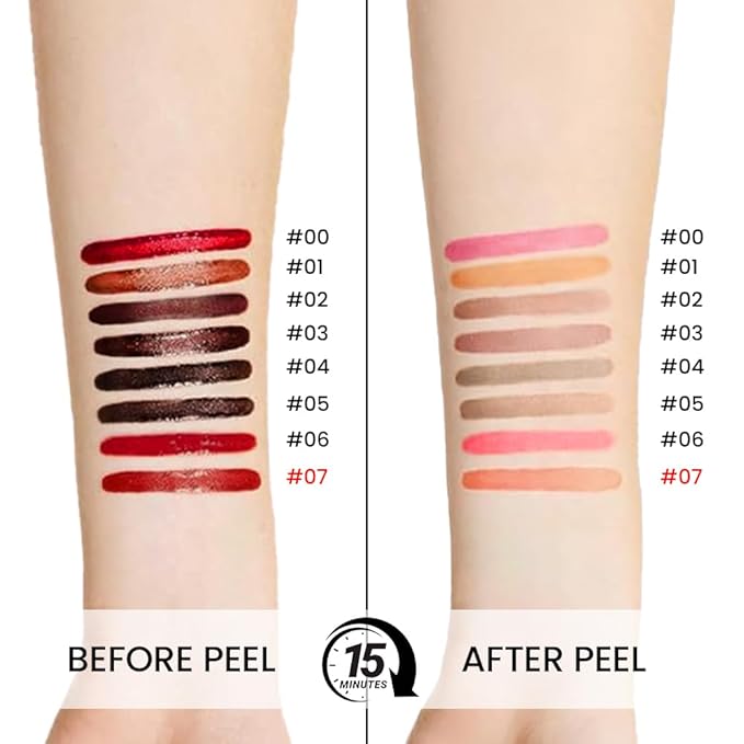 Orange Red Liquid Matte Lip Liner Stain Peel Off with Tweezer, Long Lasting, Waterproof Matte Lipstick Lip Gloss Tattoo for Women, Transfer-prof Lip Tint Makeup for All Skin Types 07#