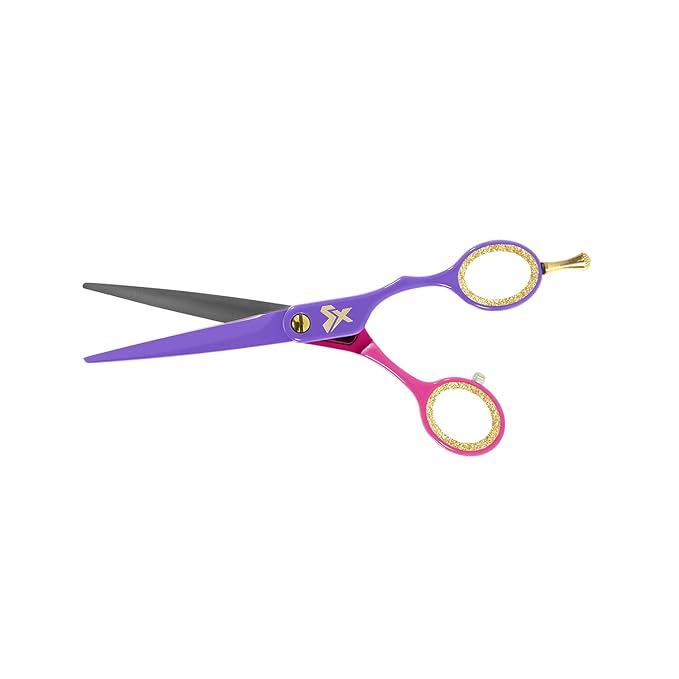 Cricket Shear Xpressions Charmed Life 5.75” Professional Stylist Hair Cutting Scissors, Japanese Stainless Steel Shears, Ms. Behaving (Hot Pink & Electric Purple)