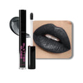 Gray Black Metallic Lipstick for Women,Glitter Sparkling Liquid Lipstick,Long Lasting Waterproof Lightweight Comfortable Non-Drying Bold Dark Lip Gloss for Gothic Stage Makeup,Vegan