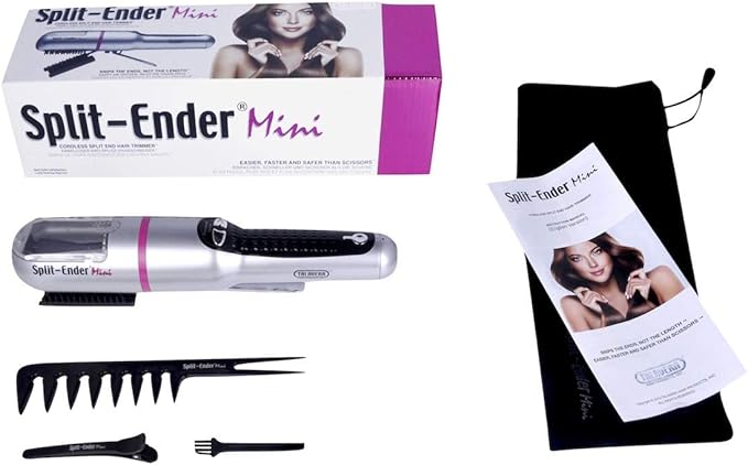 Split-Ender Mini - The Original Cordless Split End Hair Trimmer Automatic 3 AAA Battery Home Care Clipper 2-in-1 for Dry Damaged Splitting Broken Brittle Straight Curly Frizzy Beauty Styling - Pink