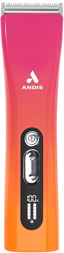 Andis 562745 ProClip 5-in-1 Adjustable Blade Cord/Cordless Pet Hair Clipper, 5 Blade Settings, 5 Speeds, Feather Light, Digiital Display Screen, Sunset