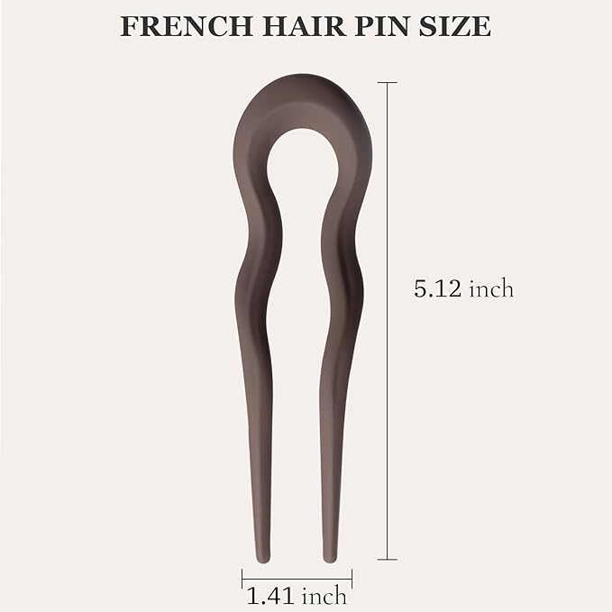 Sunolga 8PCS French Hair Pins for Thick Hair, Fashion French Pins Hair Styling, Matte French Hairpin for Women Fine Hair Accessories, French Twist Pin Wavy U Shaped Holiday Gifts