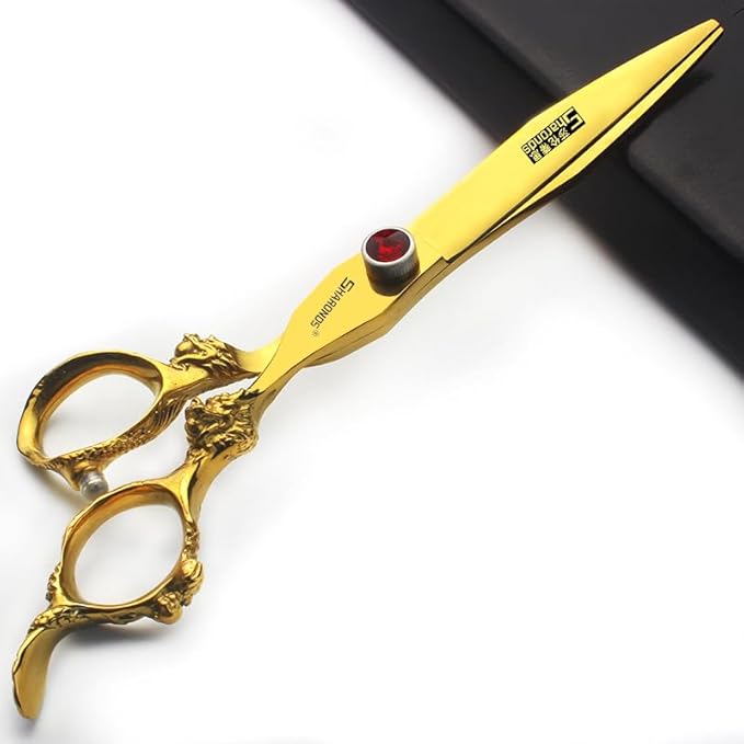 6 inch /7 inch salon professional salon scissors salon hairdresser hair cutting hairstyle pruning tools Japan 440c high hardness stainless steel golden (7 inch 2pc-B)