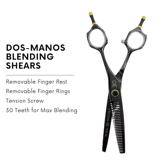 Dos Manos HIGH-END Razor Edge Series Barber Blending Hair Scissors - Japanese Stainless Steel Salon Scissors 6" Overall Length - Fine Adjustment Tension Screw