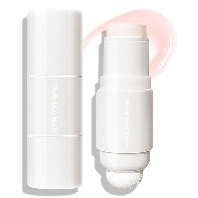Clear Highlighter Stick, Glowing Cream Blush Highlighter Makeup Multi-Use for Cheeks Lips Body, Hydrating Lightweight Iluminadores De Maquillaje Translucent Buildable Watercolor Face Balm Stick