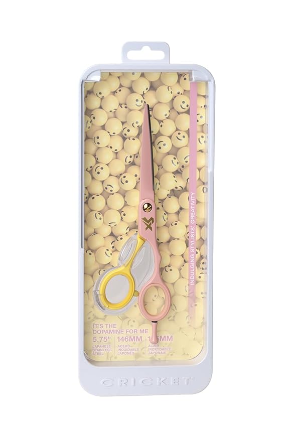 Cricket Shear Xpressions It's All Good 5.75" Professional Hair Cutting Scissors - Barber Scissors, Japanese Stainless Steel for Stylists and Home Use, It's The Dopamine For Me, Pink