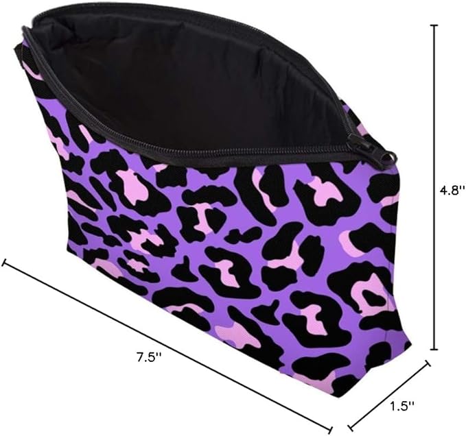 Cute Travel Makeup Bag Cosmetic Bag Small Pouch Gift for Women (Cheetah Print Purple)