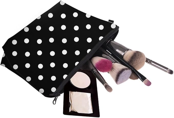 Small Makeup Bag Cosmetic Bag for Women, Pretty Design Organizer Case with Zipper Closure, Lightweight and Water-Resistant Make Up Bag - 8.65"x 5.35" x 7.08"（Polka Dot）
