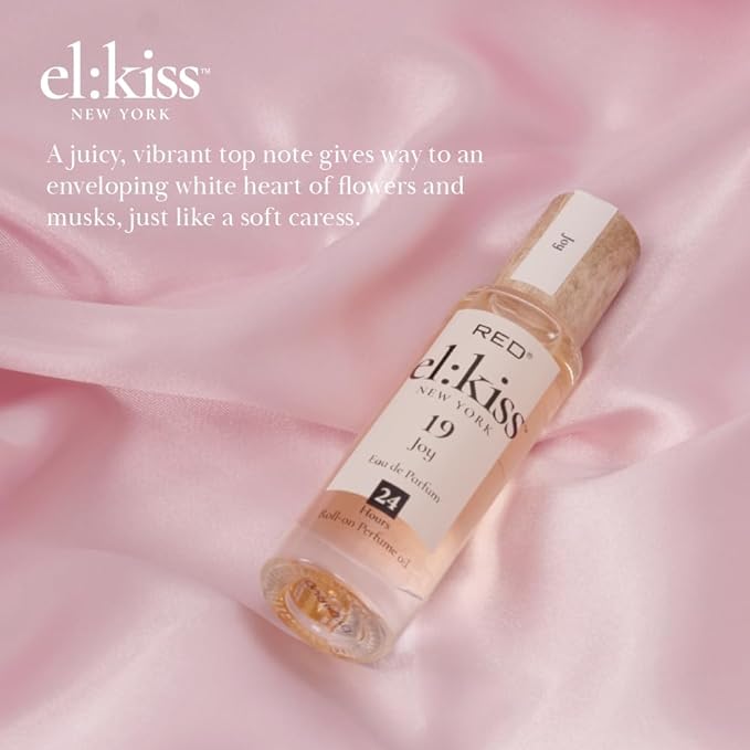 EL:KISS Roll On Perfume, Joy Inspired Joy, Eau de Parfum 12mL (.40 Fl Oz), Hydrating & Long-Lasting, Alcohol-Free & Mineral Oil-Free, Infused With Jojoba, Argan & Coconut Oil