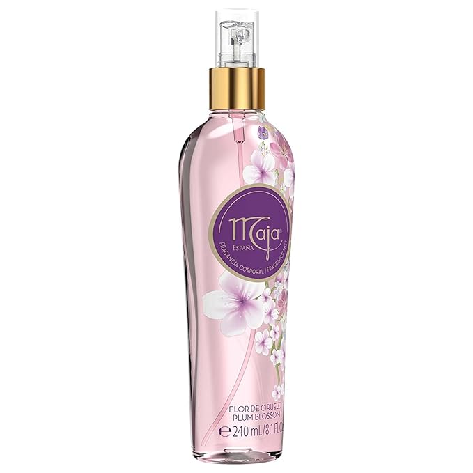 Maja Plum Blossom Perfumed Body Mist with Floral and Fruity notes to refresh yourself any time, Transparent Purple, 8.1 Fl Oz, Spray Bottle