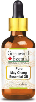 Greenwood Essential May Chang Essential Oil (Litsea cubeba) with Glass Dropper | Pure | Non-Sticky | Non-Greasy | Lightweight | Men & Women | All Skin Types | Steam Distilled 50ml (1.69 oz)