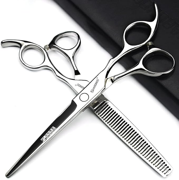 SHARONDS 6.5 Inch Stainless Steel Professional Barber Scissors Hair Thinning Scissors Hairdresser or Home Hairdresser Variant/Hybrid Scissors (6.5 inch-4pc)