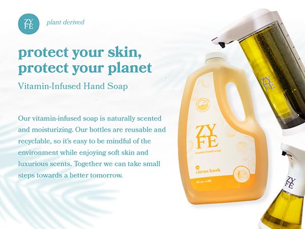 Foaming Hand Soap Refills, Half Gallon Hand Soap Foam Refill with Essential Oil Fragrance in Recycled Bottle, Citrus Handwash Refil Biodegradable+