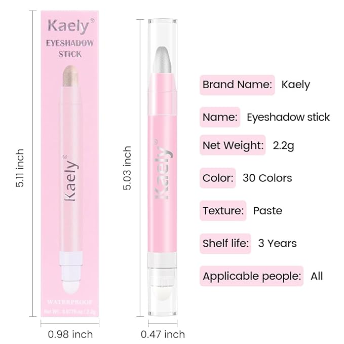 evpct 1Pcs Silver Shimmer Cream Eye Shadow Brightener Sticks for Eyes Waterproof Pigmented, Double Ended Cream Eyeshadow Stick Pencil Pen with Applicator, Eye Shadow Palette Highlighter Makeup 16
