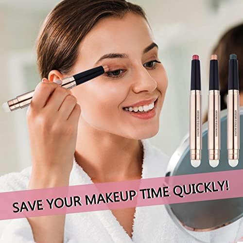 2 in 1 Champagne Gold Shimmer Eyeshadow Stick eyeliner pencil Cream Shimmer Smooth Eyeshadow pencil Waterproof Hypoallergenic Long Lasting Eye Shadow Pen Multi-Dimensional Eyes Look