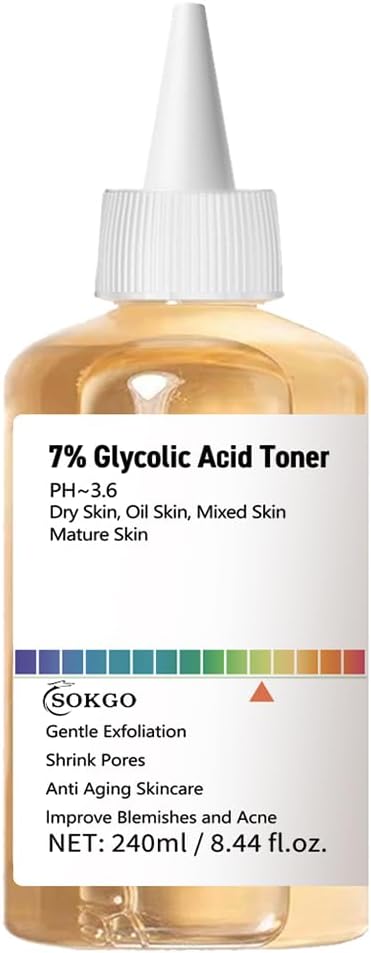 7% Glycolic Acid Exfoliating Toner, Exfoliating Facial Toner, Pore Minimizing Toner, Smooth Skin, Even Tone, Hydrating Formula